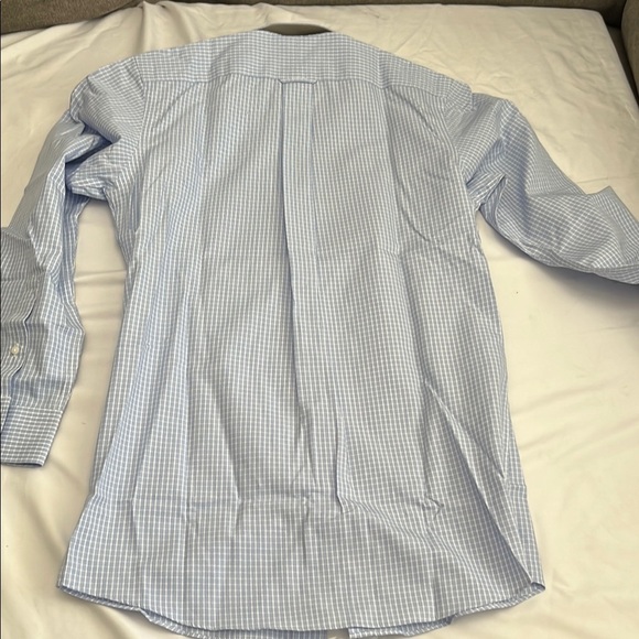 Roundtree & Yorke Blue Dress Shirt Classic Gingham - Picture 8 of 10